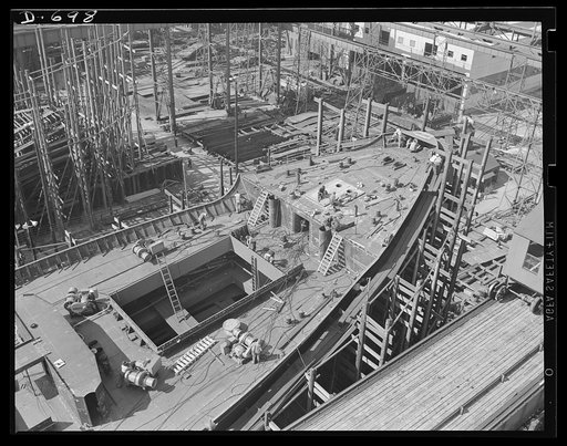 Newport News, Virginia. Bow section of a C-3 showing forward hatch