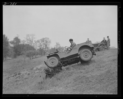 Blitz buggies. Blitz buggy being given a test run after completion. The light truck is now ready for delivery to the U.S. Army. Ford River Rouge plant