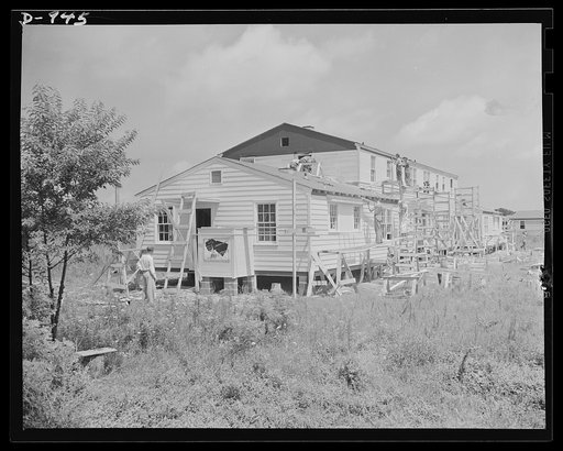 Defense housing. Langley Field, Newport News, Virginia. This project built by the Federal Works Agency and the Public Buildings Administration, at a cost of $1,282,000 contains 350 units to house married enlisted personnel employed at the Army Air base. Construction is about ninety percent completed