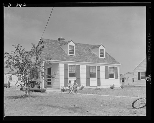 Defense housing, Norfolk, Virginia. One of the many houses being built by private industry under the terms of the liberalized Title VI of the National Housing Act. These homes help to alleviate the housing shortage at Norfolk which is the center of vastly expanded shipbuilding activity