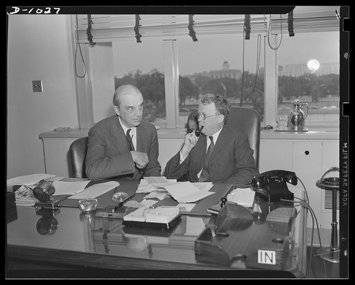 Owen D. Young. Special Representative of the National Defense Mediation Board and William H. Davis, Chairman of the Board, in the latter's office in Washington, D.C. (September 3, 1941)