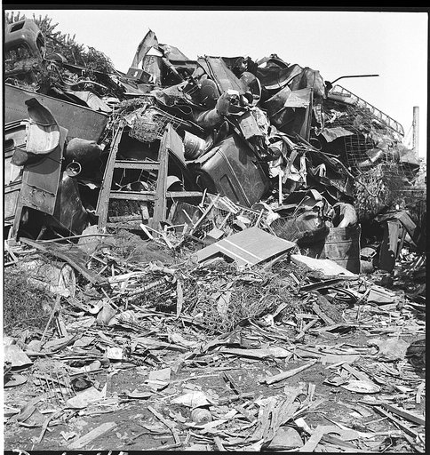 Conservation. Scrap iron and steel. Waste materials from heaps such as these are a rich source of scrap materials for conversion into vitally needed defense material. Efforts are now being made to collect all such materials to alleviate threatened shortages (U.S. Route 1, Baltimore-Washington Highwa