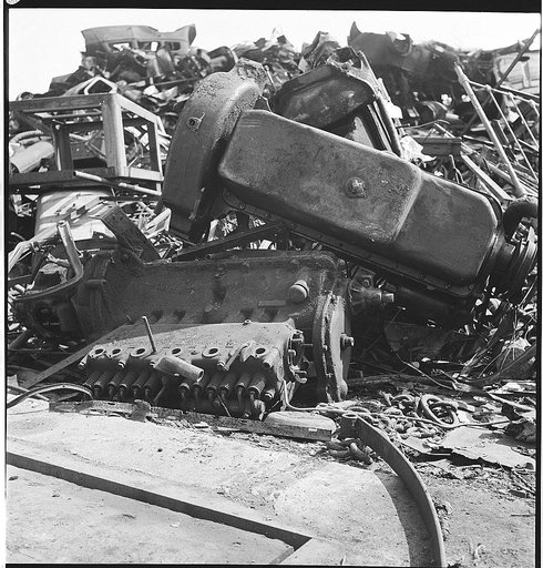 Conservation. Scrap iron and steel. Waste materials from heaps such as these are a rich source of scrap materials for conversion into vitally needed defense material. Efforts are now being made to collect all such materials to alleviate threatened shortages (U.S. Route 1, Baltimore-Washington Highwa
