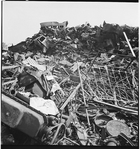 Conservation. Scrap iron and steel. Waste materials from heaps such as these are a rich source of scrap materials for conversion into vitally needed defense material. Efforts are now being made to collect all such materials to alleviate threatened shortages (U.S. Route 1, Baltimore-Washington Highwa