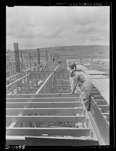 Plant construction. Denver ordnance plant, Denver, Colorado. Setting up forms and steel rod reinforcing for one of the poured concrete buildings at the Denver ordnance plant which will produce small arms ammunition. Other buildings are of steel girder and brick construction