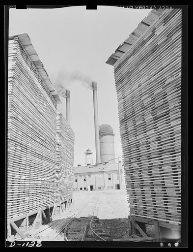 Lumber manufacture. Building stockpiles for national defense. Ponderosa pine boards being stacked at the Emmet, Idaho sawmills of the Boise Payette Lumber Company. Efforts are being made (June 1941) to create a stockpile of lumber to insure a steady monthly output of ammunition cases. Lumber is also