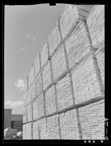 Lumber manufacture. Building stockpiles for national defense. Ponderosa pine boards being stacked at the Emmet, Idaho sawmills of the Boise Payette Lumber Company. Efforts are being made (June 1941) to create a stockpile of lumber to insure a steady monthly output of ammunition cases. Lumber is also