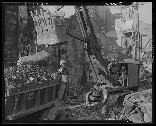 The air raid protective services. In the wake of the bombs come the demolition and clearance crews, whose work is essential to efficient air raid protection. They must keep the vital roads and alleys clear so that other workers can get to the trouble spots. They are trained in the efficient use of p
