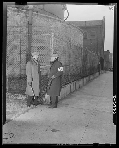 The air raid protective services. Auxiliary police number among their most important duties the guarding of various points where saboteurs might hope to operate. Gas tanks, power houses, telephone exchanges and water works are attractive places for anyone bent on sabotage.