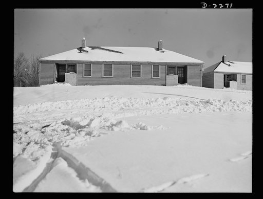 Bantam, Connecticut. The war has brought approximately a thirty-three percent increase in housing facilities in Bantam--an eighty-unit federally financed housing project about five minutes from the Warren McArthur factory. The first forty units--two to a house, were occupied in early January 4, 1942