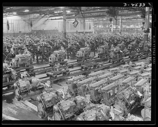 Conversion. Automobile industry. The last automobile engines to come off the line will be used to fill government orders, to replace engines now in existence, and for certain marine engine work. The Plymouth Company, Chrylser Corporation, Detroit, Michigan