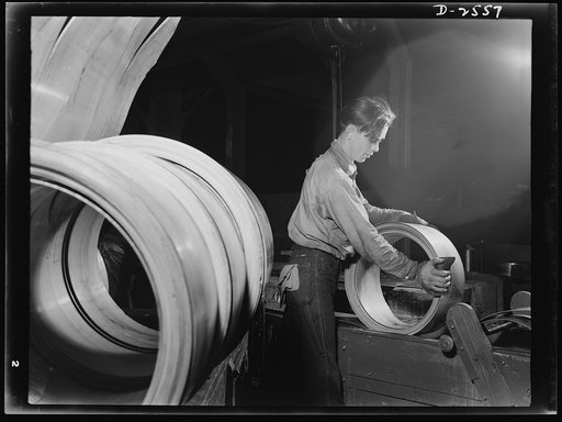 Conversion. Copper and brass processing. Strip copper and brass is usually passed through rolls many times before the desired thickness is obtained. This is placing a roll of strip into a feed box at the entrance to the rolls for intermediate rolling. Chase Copper and Brass Company, Euclid, Ohio