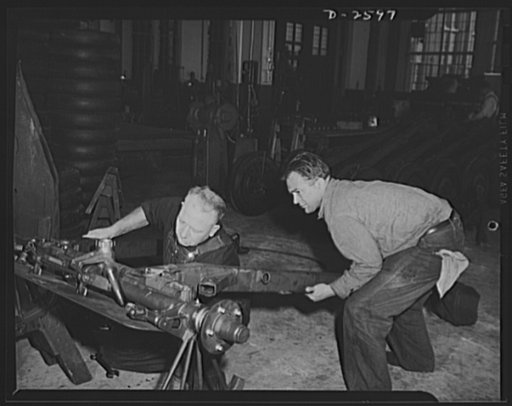 Conversion. Safe and lock company. Assembling the weapons of Victory. In a factory which formerly manufactured safes and locks, Uncle Sam's armed forces are being provided with thirty-seven-millimeter guns and gun mounts to blast the Axis off the map. York Safe and Lock Company, York, Pennsylvania
