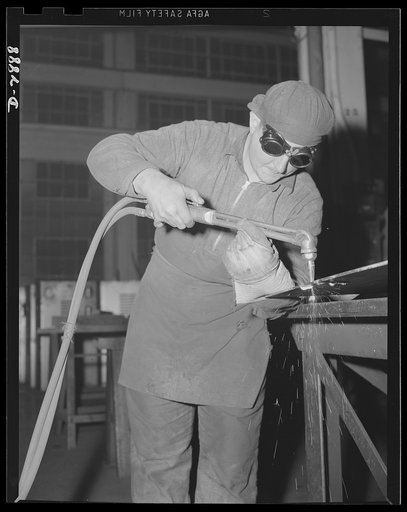 Transformer manufacture. Welding is an intrinsic part of the manufacture of transformers. This welder is employed by a large Eastern electrical company whose power transformers are needed by many factories engaged in war Production. Westinghouse, Sharon, Pennsylvania
