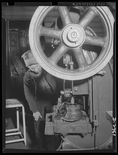 Subcontracting (Beery and Sons). The terms of a small contract for walnut-picking machinery (necessary for gas mask production) given the shop of Beery and Sons, Harrisonburg, Virginia, required the turning out of four units per hour. A special jig was made for this punch press by workers at the sho