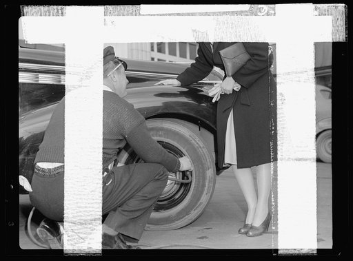 Conservation of durable goods. And if you must use your car, don't neglect the tires, keep them properly inflated and have them checked frequently. Treat them gently when parking and stopping and don't let them stand in oily or greasy places. It will be some time before you can buy new ones, so make