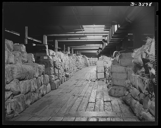 Rubber in storage. Number one U.S. stockpile. Crude rubber stored at points throughout the country is ample for all the needs of our armed forces. Boxes and bales weighing 250 pounds are stored in heating and thawing rooms to bring them to the proper temperature for processing