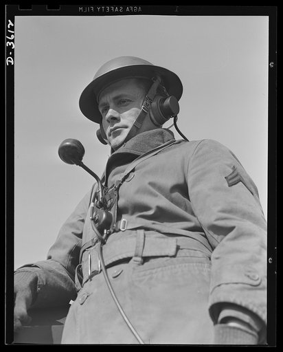 Fort Story coast defense. A cog in the vital airplane spotting machine, this Fort Story soldier stands ready to transmit essential information