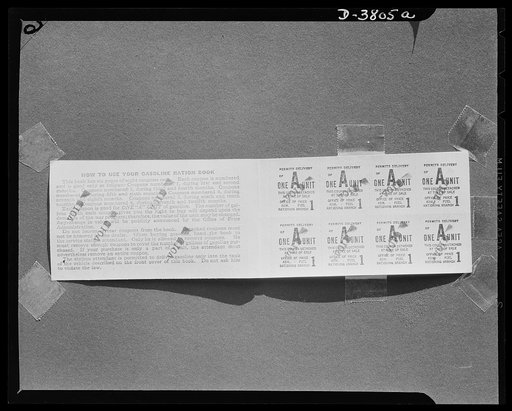 Gas rationing booklet. This is the inside of the front cover and the first page of the new "A" gasoline coupon book, which motorists in the East Coast rationed area will need to obtain their basic rations of gasonline when the coupon plan goes into effect in July. Instructions appearing inside the f