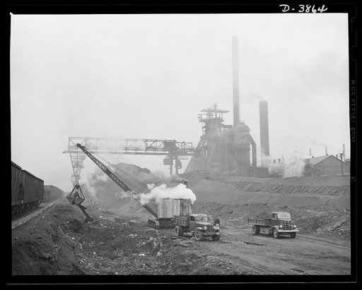 Steel production. More iron for the sinews of war. Excavation for another new blast furnace begins at an important Eastern production plant. Republic, Youngstown
