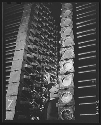 Production. Marine boilers. Hand hole plugs in marine boilers are carefully inspected at a large Midwest plant that has turned over all its facilities to the production of essential naval equipment