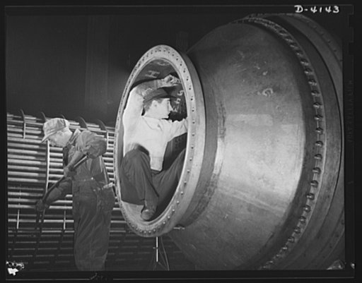Production. Marine boilers. Working on large heat exchangers in a Midwest plant now producing marine condensors for the Army