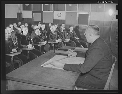 Production. Diesel engines. Naval officers and men are instructed in diesel engine operation at a Midwest manufacturing plant