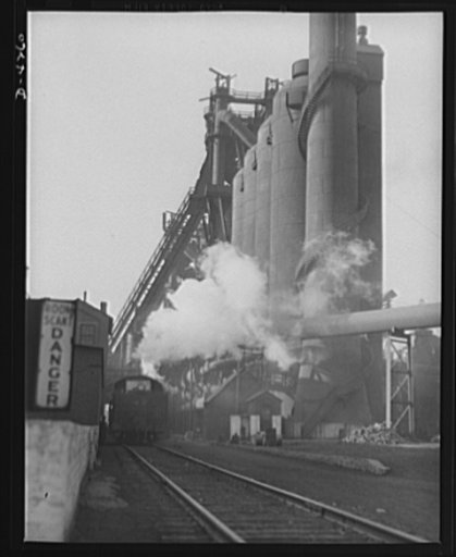 Steel Production. Production of iron for steel making tops all world records. An Eastern blast furnace swells the volume for victory. Carnegie-Illinois Steel Corporation. Farrell, Pennsylvania