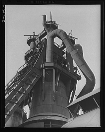 Steel production. American blast furnaces are breaking all records these days. The iron they produce will be converted to steel to meet the needs of our armed forces. Carnegie-Illinois Steel Corporation. Farrell, Pennsylvania