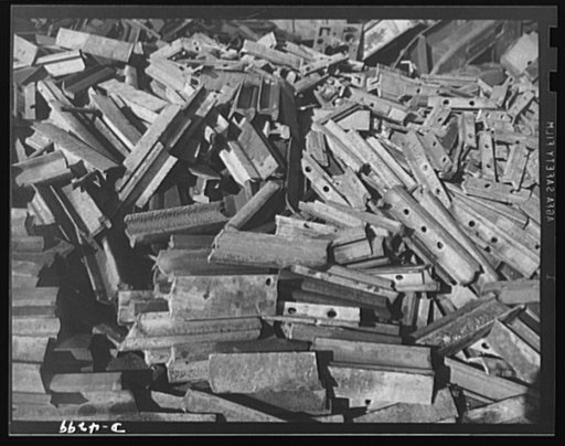 Production. Milling machines and machine castings. Machine tools are nearly 100 percent metal, and a large portion of that is high-grade cast iron, made from carefully combined scrap steel, scrap iron and pig iron. These are steel rail-ends waiting in the open yard behind the foundry of the world's 