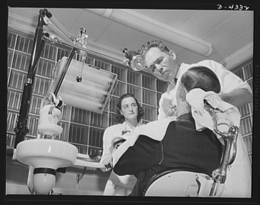 Production. Milling machines and machine castings. With the most modern equipment and surroundings, the company dentist of a large Midwest machine tool plant gives free dental services and advice to all employees. A dental hygienist assists him in check-up of the employees' teeth