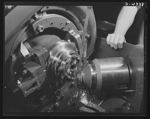 Production. Milling machines and machine castings. It's all a matter of relative angles and turning speeds. Properly set, this gear-cutting machine tool will produce any kind of beveled, spur, hypoid or other kind of gear. The small hypoid bevel gear shown partially cut in the center of the picture 
