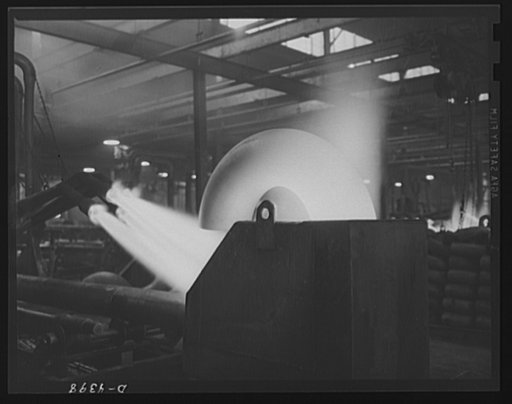 Production. Pipe fittings. Large pipe elbows for the Army are formed in a Midwest plant by heating lengths of pipe with gas flames and forcing them around a die. Tube Turn Incorporated