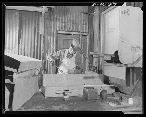 Production. War housing trailers. Fifteen gallon water tanks for war housing trailers are made in the metal shop of the Western Trailer Company of Los Angeles. Experiments to find satisfactory substitutes for metal tanks have not been successful to date. The nearest approach to a solution was a spec