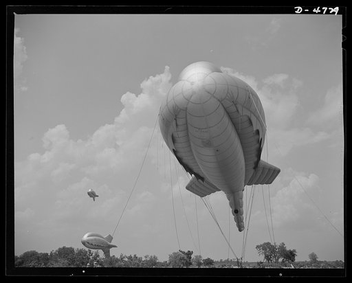 Parris Island. Marine Corps barrage balloons. The leathernecks make a strong medicine against Axis aircraft. Special marine units in training at Parris Island, South Carolina send up part of a tactical formation of barrage balloons that prevent dive bombing and the strafing of important ground insta