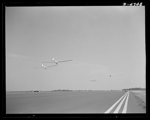 Parris Island. Marine Corps gliders. Leave it to the Marines to make the best of all the new fighting tools. Gyrene glider pilots in training at Page Field, Parris Island, South Carolina take a six-week course during which each student must complete 1000 successful takeoffs and landings. The plane i