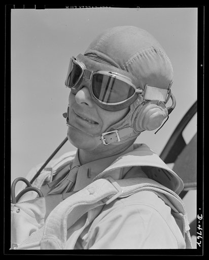 Parris Island. Marine Corps gliders. Glad he's on our side, not theirs. This lieutenant of the Marine Corps, studying glider piloting at Page Field, Parris Island, South Carolina, may some day land in battle dress on the outskirts of Berlin or Tokyo or on the heel of Italy's boot