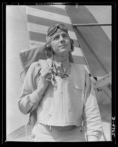 Parris Island. Marine Corps gliders. Glad he's on our side, not theirs. This lieutenant of the Marine Corps, studying glider piloting at Page Field, Parris Island, South Carolina, may some day land in battle dress on the outskirts of Berlin or Tokyo or on the heel of Italy's boot