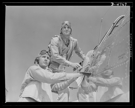 Parris Island. Marine Corps gliders. When it comes to fighting methods, the Marines have all the answers. Student pilot of a glider and the pilot of a tow plane look things over before the start of a flight from Page Field, Parris Island, South Carolina