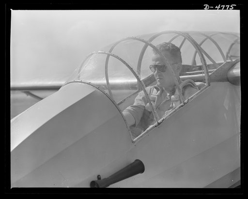 Parris Island. Marine Corps gliders. The Marines have this way of getting at 'em too. A leatherneck lieutenant, training as a glider pilot, is all set for a flight from Page Field, Parris Island, South Carolina