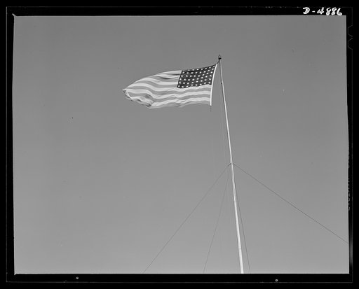 Langley Field, Virginia. YB-17 bombardment squadron. Old Glory floats proudly over the nation's oldest air base at Langley Field, Virginia. Among the Air Force groups stationed at this important point are bombardment squadrons equipped with mighty YB-17 bombers