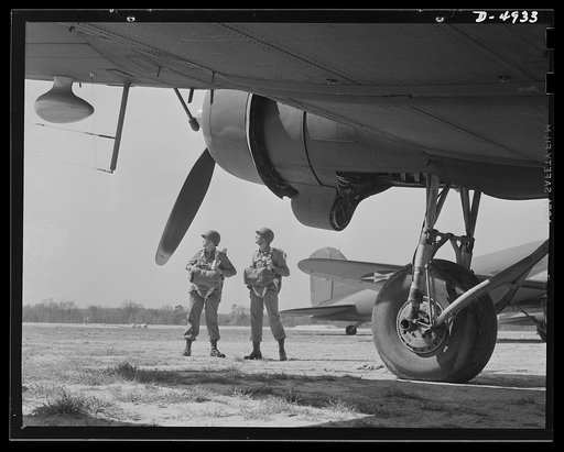 Fort Benning paratroopers. Infantrymen of the skies in training at Fort Benning, Georgia. These paratroopers, who perform many important military duties, know some tricks the Axis won't like