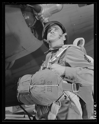 Fort Benning paratroopers. Paratroopers are picked men. This sergeant of an outfit of aerial infantry in training at Fort Benning, Georgia will help upset many Axis plans