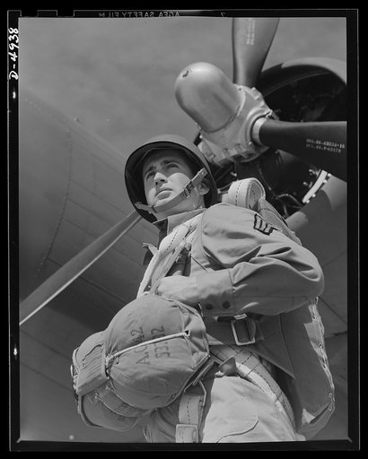 Fort Benning paratroopers. Paratroopers are picked men. This sergeant of an outfit of aerial infantry in training at Fort Benning, Georgia will help upset many Axis plans