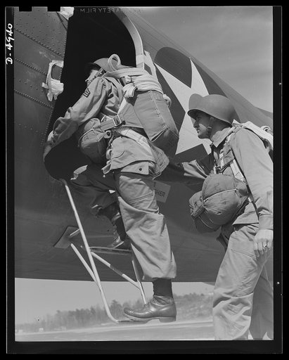 Fort Benning paratroopers. Paratroopers take only a one-way ride. These soldiers of the skies in training at Fort Benning, Georgia prepare for a flight to an objective which they will reach with precision