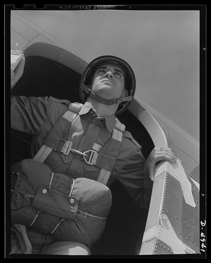 Fort Benning paratroopers. Among the Army's best utility men are the paratroopers. The soldier of the skies, all set to bail out above Fort Benning, Georgia, leaps into quick effective action as soon as he reaches his objective