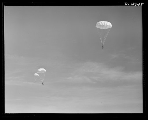 Fort Benning paratroopers. The infantry of the skies. Paratroopers in training at Fort Benning, Georgia on their way to Earth to perform precise missions that will prepare them for the real tasks of war