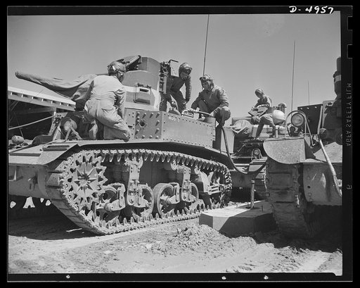 Fort Benning armored forces. An old type, light tank gives armored forces trainees at Fort Benning, Georgia their first experience with mechanized fighting equipment
