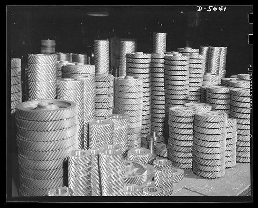Production. Marine engines. Gears for marine engines for the Navy are produced in great quantity at a Midwest plant. The finest of material and workmanship go into their manufacture. Continental Motors, Michigan