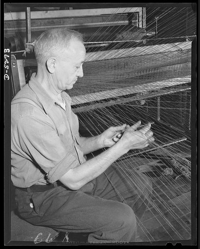 Salvage. Wool reclamation. Yarn made from reclaimed and virgin wool is carded in an Eastern plant. This process makes wool blend into roving, preparatory to the spinning operation
